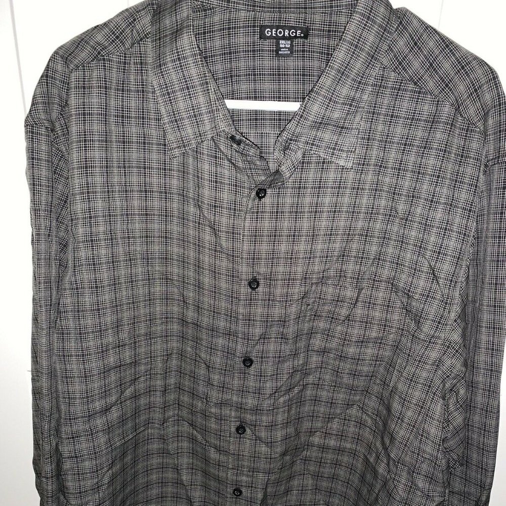 George Plaid Button Up Black/Gray Long Sleeve 2XL
